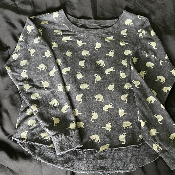 Vans Cat Motif Charcoal Gray Soft Lightweight Pullover Top Size Small - Picture 3 of 7